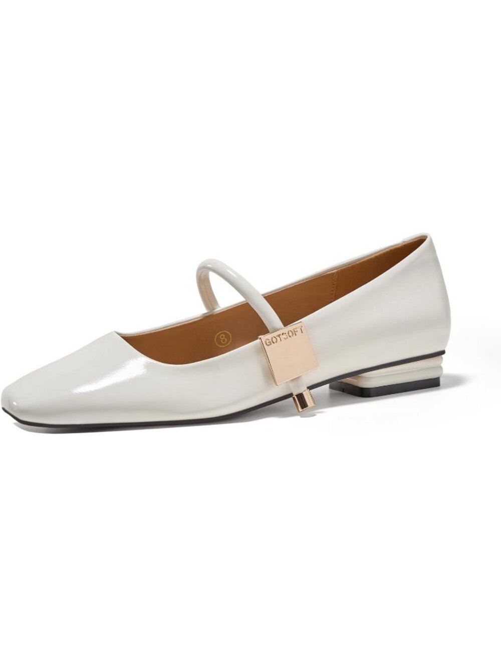 GotSoft Women's Buckle White Rubber Faux Leather Closed Toe Slip On Classy Shoes